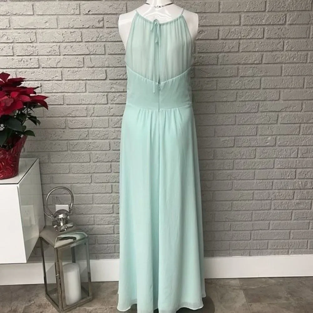 Levkoff Mint High Neckline Sleeveless Maxi Dress / Gown Size 8